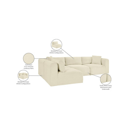Shaggy Cream Corduroy Performance Fabric Modular Sectional