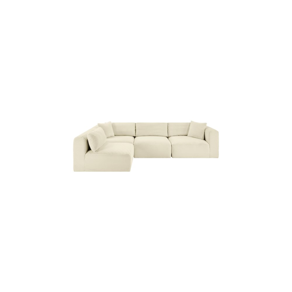 Shaggy Cream Corduroy Performance Fabric Modular Sectional