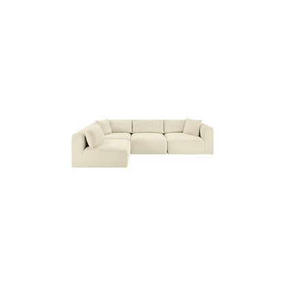 Shaggy Cream Corduroy Performance Fabric Modular Sectional