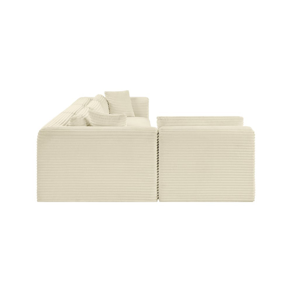 Shaggy Cream Corduroy Performance Fabric Modular Sectional