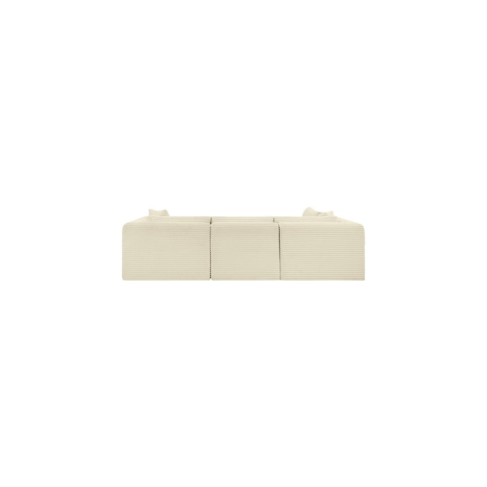 Shaggy Cream Corduroy Performance Fabric Modular Sectional