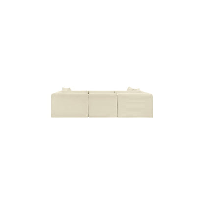 Shaggy Cream Corduroy Performance Fabric Modular Sectional