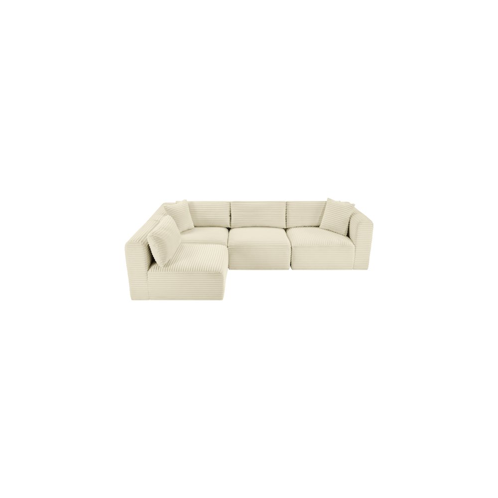 Shaggy Cream Corduroy Performance Fabric Modular Sectional