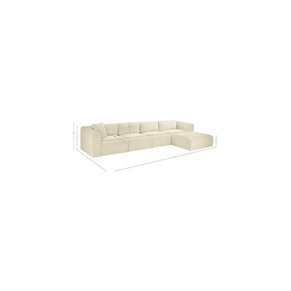 Shaggy Cream Corduroy Performance Fabric Modular Sectional