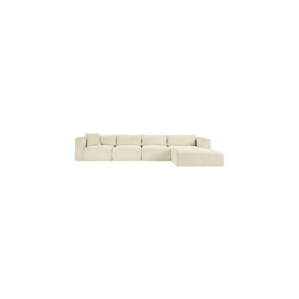 Shaggy Cream Corduroy Performance Fabric Modular Sectional