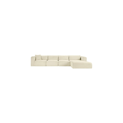 Shaggy Cream Corduroy Performance Fabric Modular Sectional