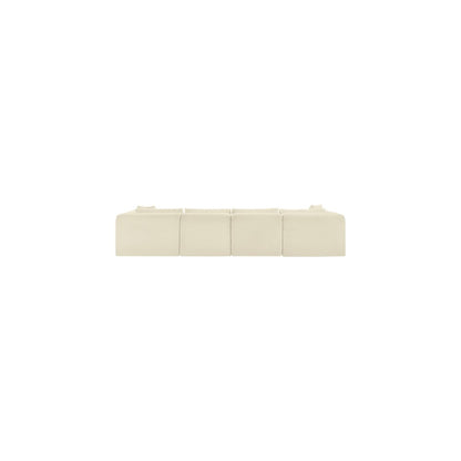 Shaggy Cream Corduroy Performance Fabric Modular Sectional