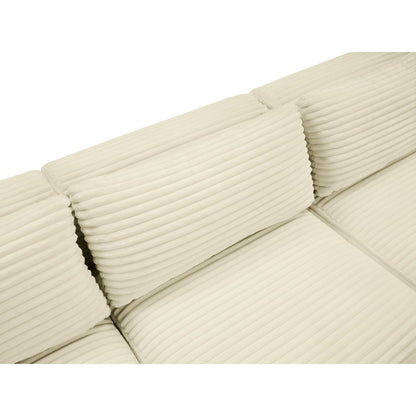 Shaggy Cream Corduroy Performance Fabric Modular Sectional