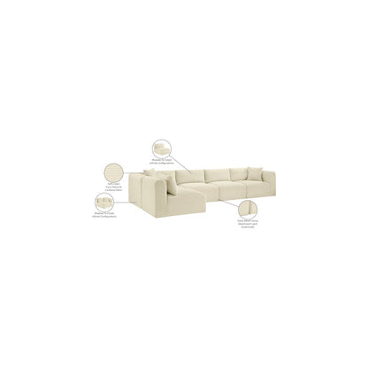 Shaggy Cream Corduroy Performance Fabric Modular Sectional