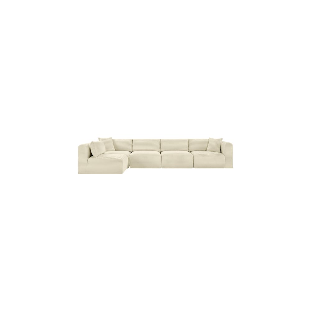 Shaggy Cream Corduroy Performance Fabric Modular Sectional