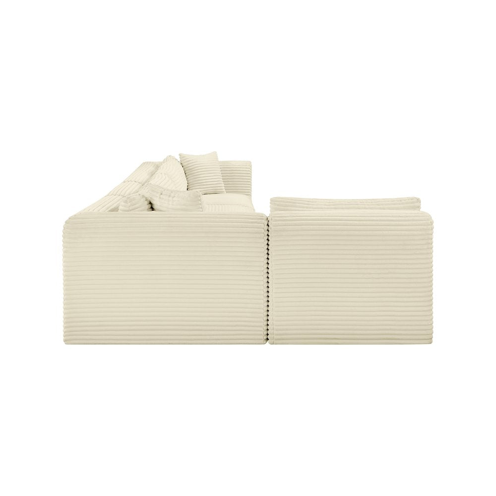 Shaggy Cream Corduroy Performance Fabric Modular Sectional
