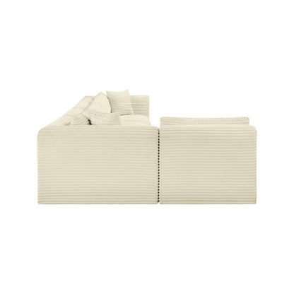 Shaggy Cream Corduroy Performance Fabric Modular Sectional