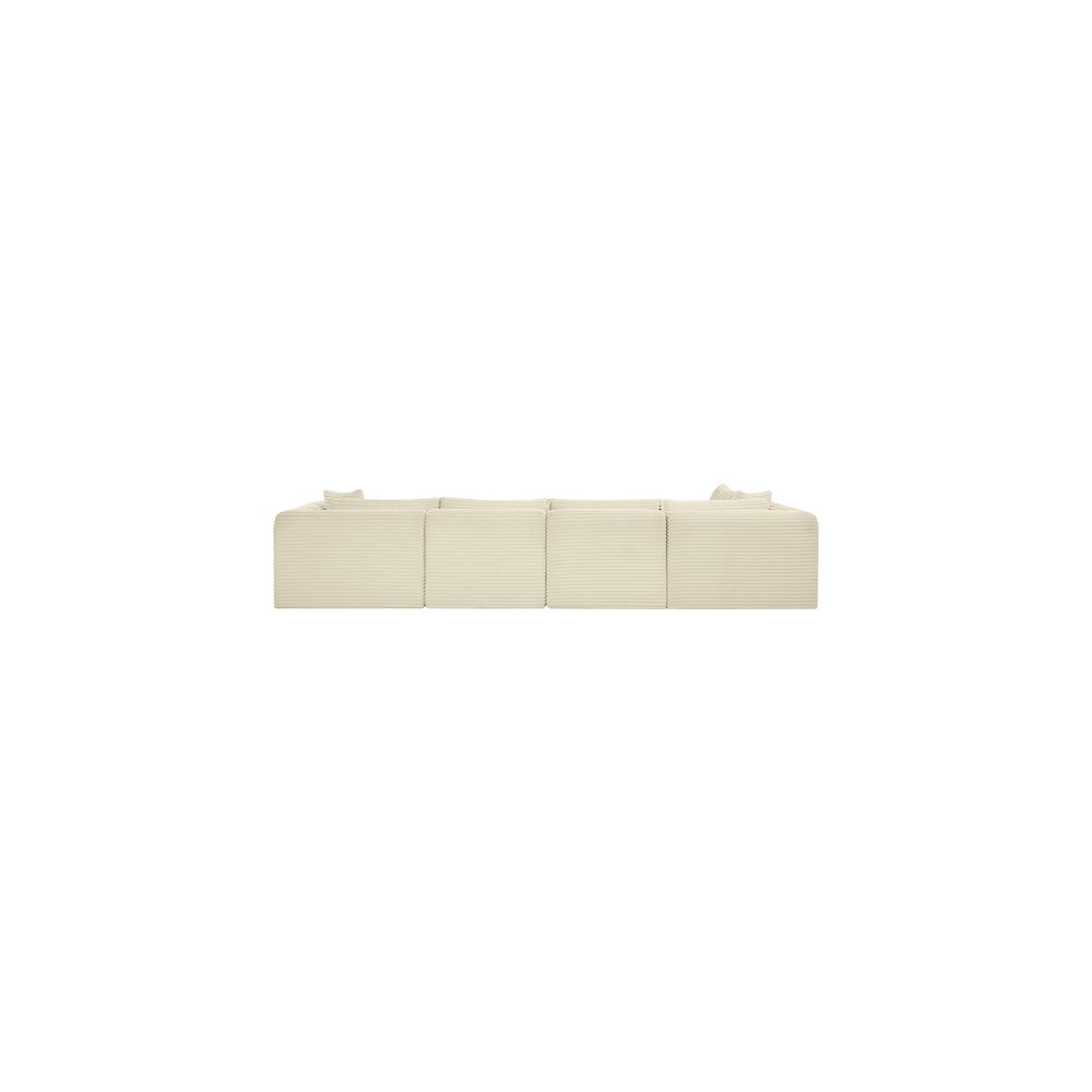 Shaggy Cream Corduroy Performance Fabric Modular Sectional