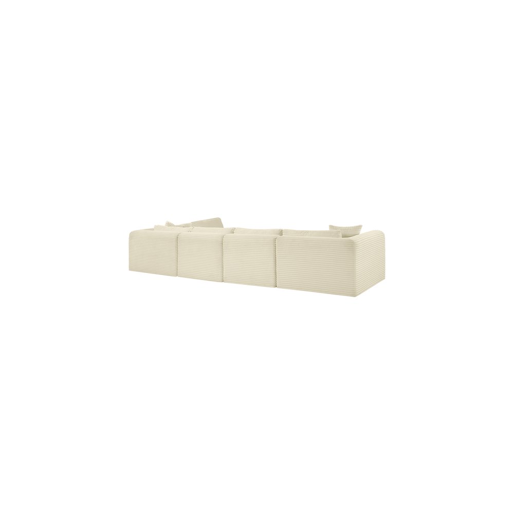 Shaggy Cream Corduroy Performance Fabric Modular Sectional