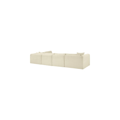 Shaggy Cream Corduroy Performance Fabric Modular Sectional
