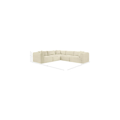 Shaggy Cream Corduroy Performance Fabric Modular Sectional