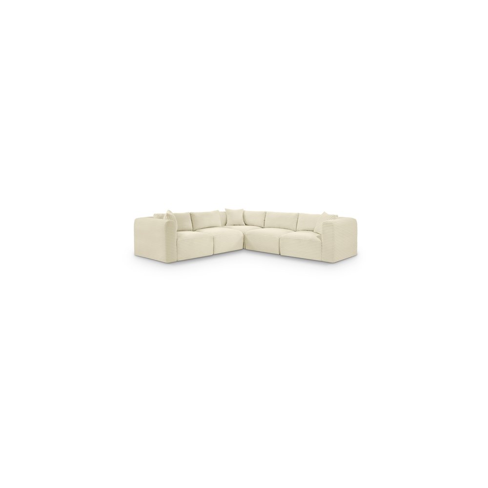 Shaggy Cream Corduroy Performance Fabric Modular Sectional