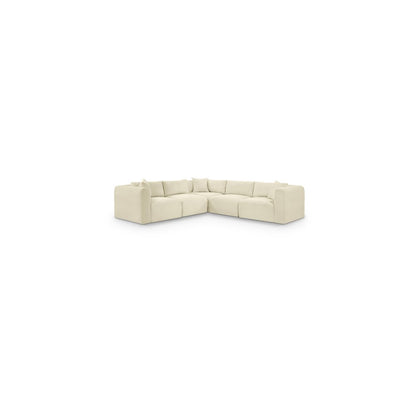 Shaggy Cream Corduroy Performance Fabric Modular Sectional