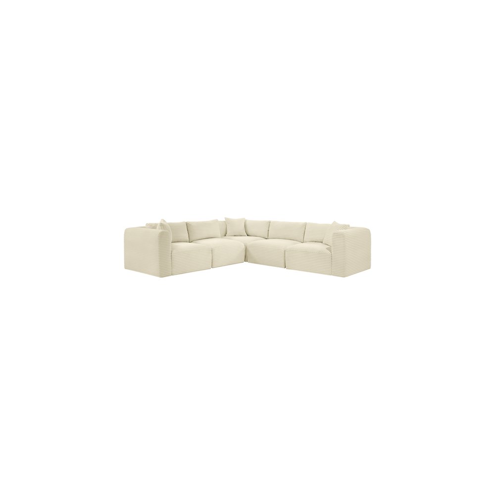 Shaggy Cream Corduroy Performance Fabric Modular Sectional