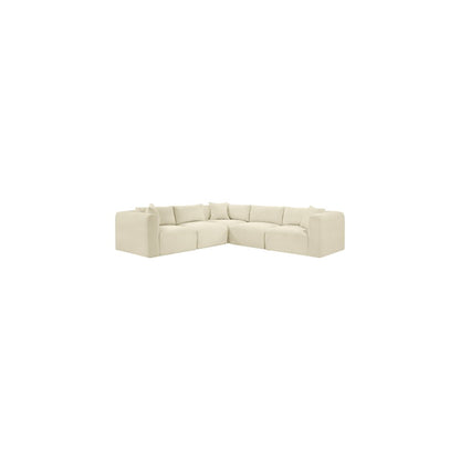 Shaggy Cream Corduroy Performance Fabric Modular Sectional