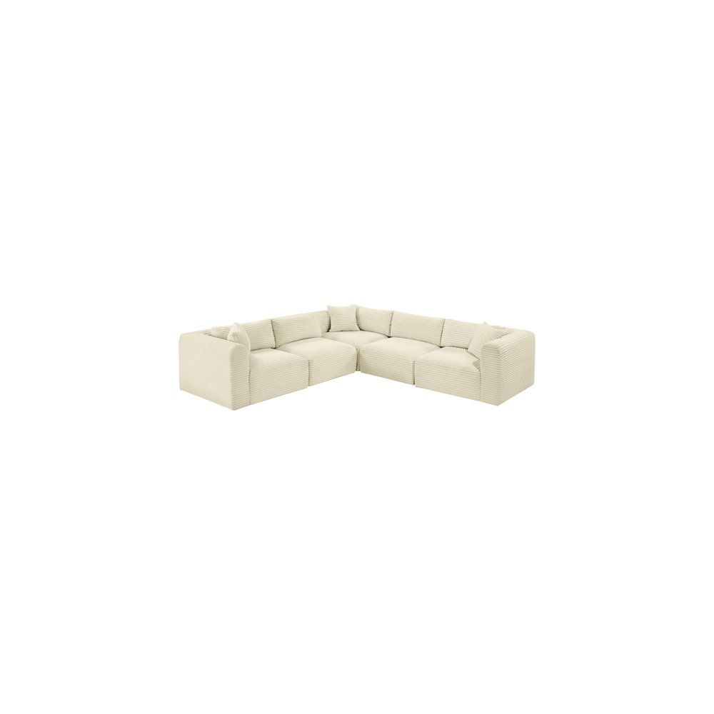 Shaggy Cream Corduroy Performance Fabric Modular Sectional