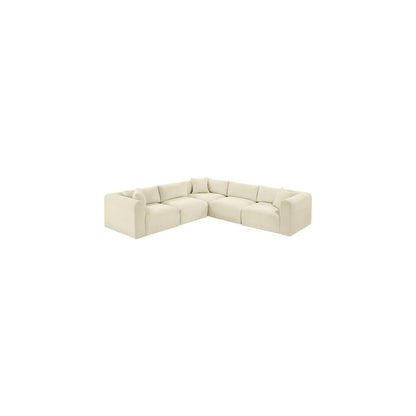 Shaggy Cream Corduroy Performance Fabric Modular Sectional