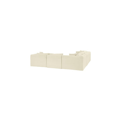 Shaggy Cream Corduroy Performance Fabric Modular Sectional