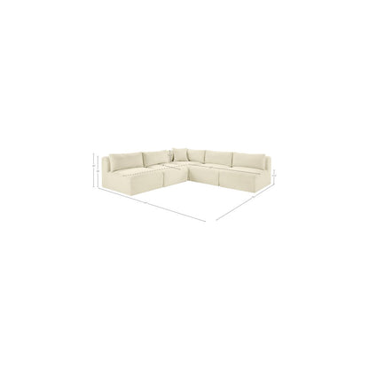 Shaggy Cream Corduroy Performance Fabric Modular Sectional