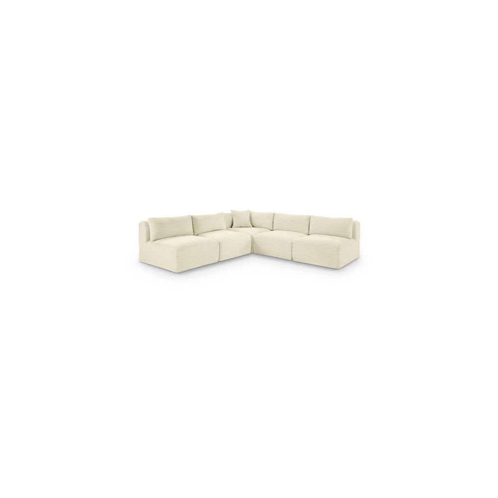 Shaggy Cream Corduroy Performance Fabric Modular Sectional