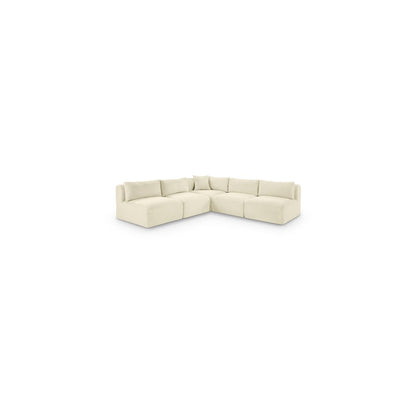 Shaggy Cream Corduroy Performance Fabric Modular Sectional