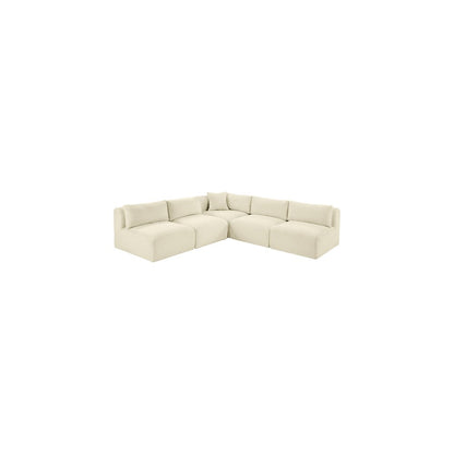 Shaggy Cream Corduroy Performance Fabric Modular Sectional