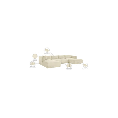 Shaggy Cream Corduroy Performance Fabric Modular Sectional