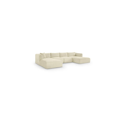 Shaggy Cream Corduroy Performance Fabric Modular Sectional