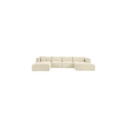 Shaggy Cream Corduroy Performance Fabric Modular Sectional