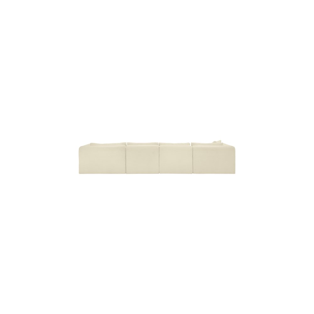 Shaggy Cream Corduroy Performance Fabric Modular Sectional