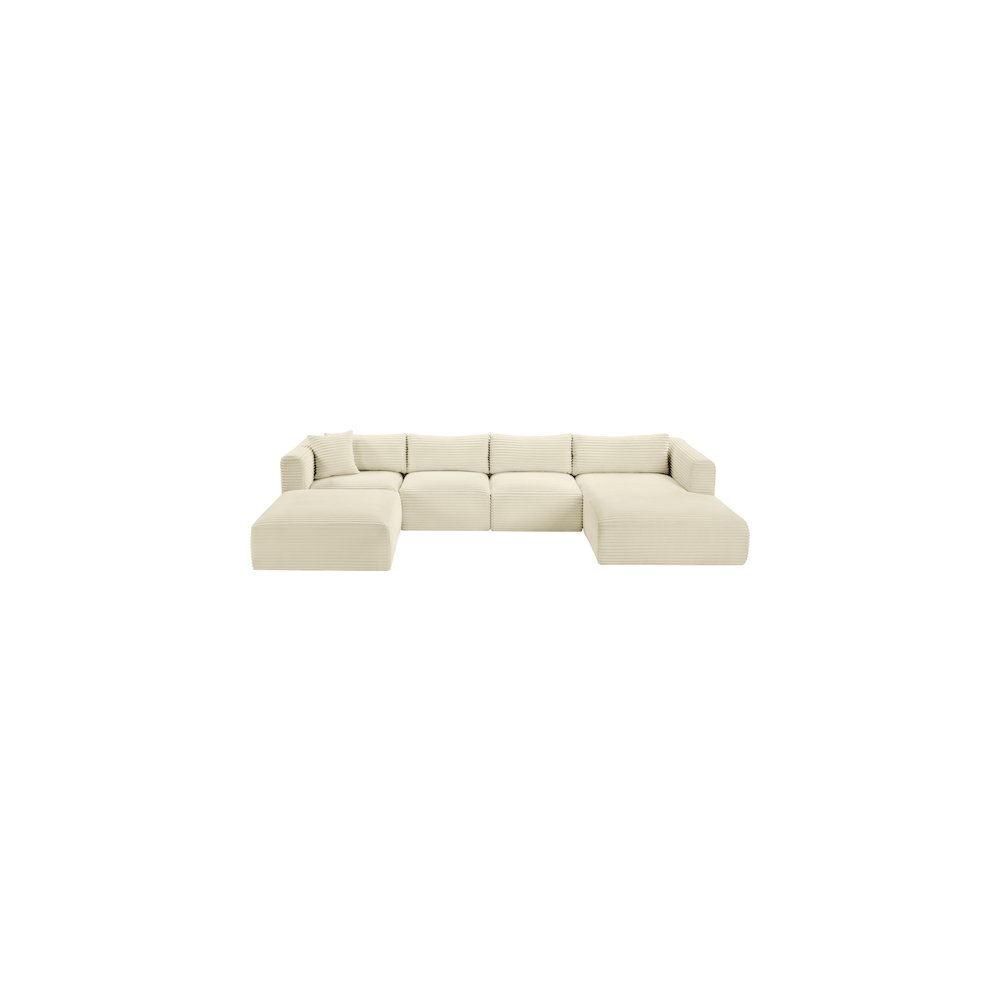 Shaggy Cream Corduroy Performance Fabric Modular Sectional
