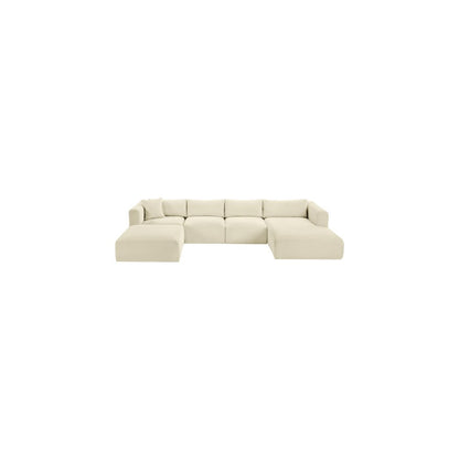 Shaggy Cream Corduroy Performance Fabric Modular Sectional