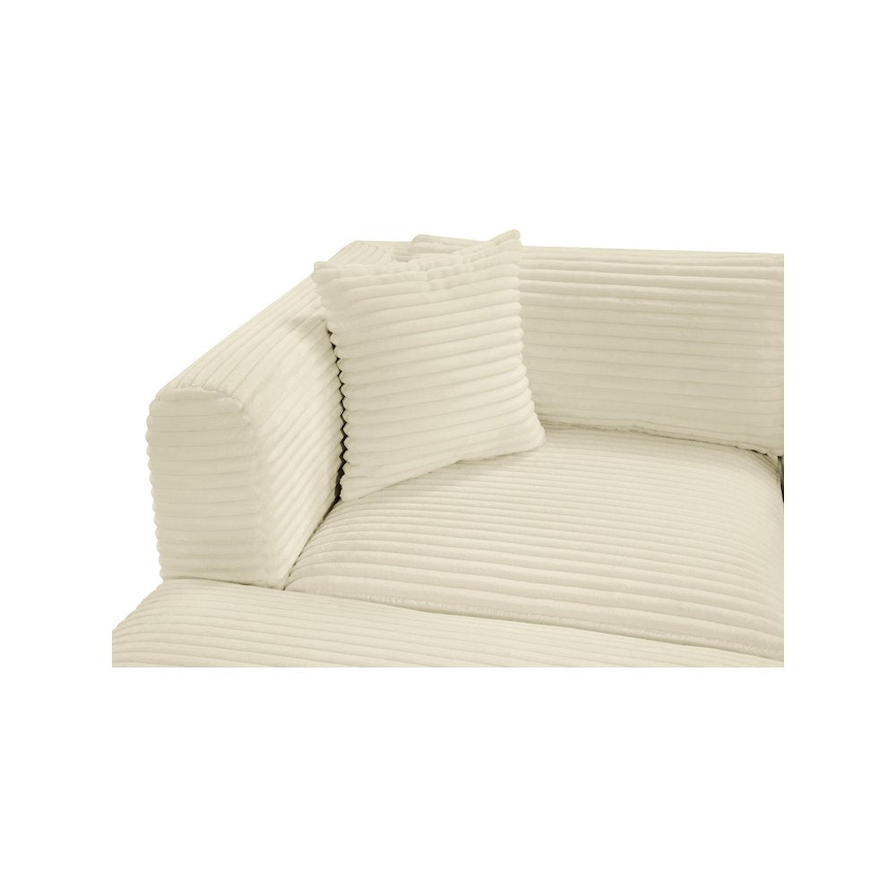 Shaggy Cream Corduroy Performance Fabric Modular Sectional