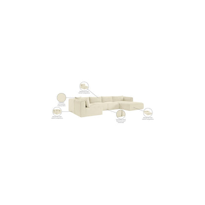 Shaggy Cream Corduroy Performance Fabric Modular Sectional