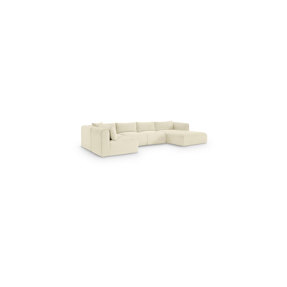 Shaggy Cream Corduroy Performance Fabric Modular Sectional