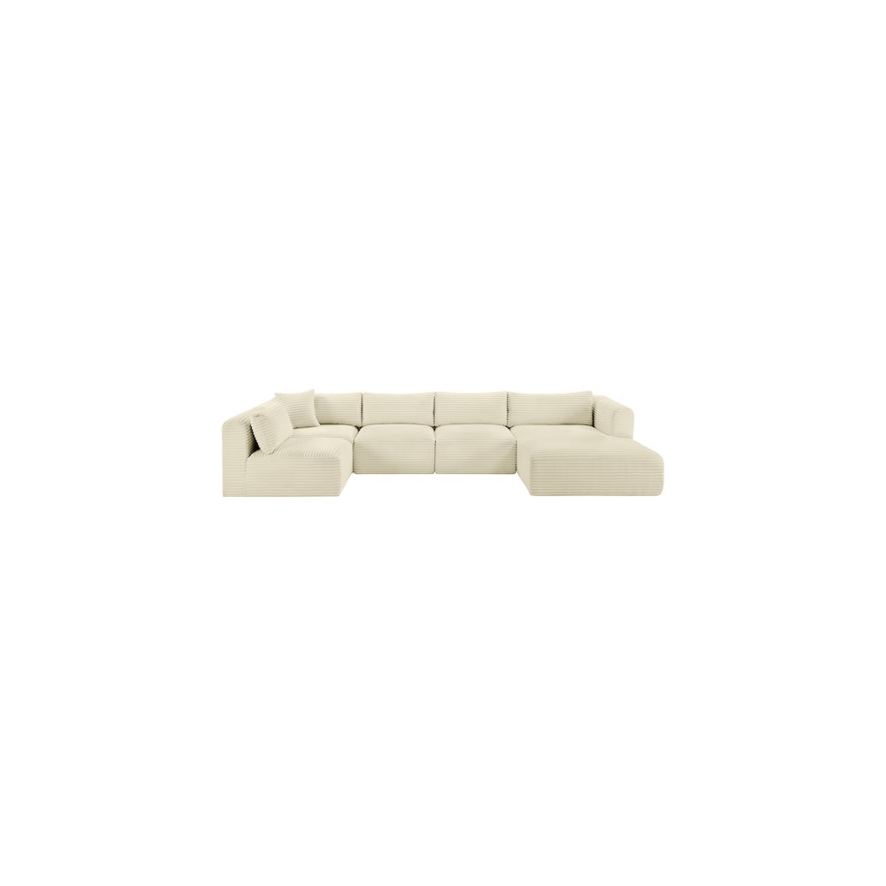 Shaggy Cream Corduroy Performance Fabric Modular Sectional