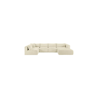 Shaggy Cream Corduroy Performance Fabric Modular Sectional