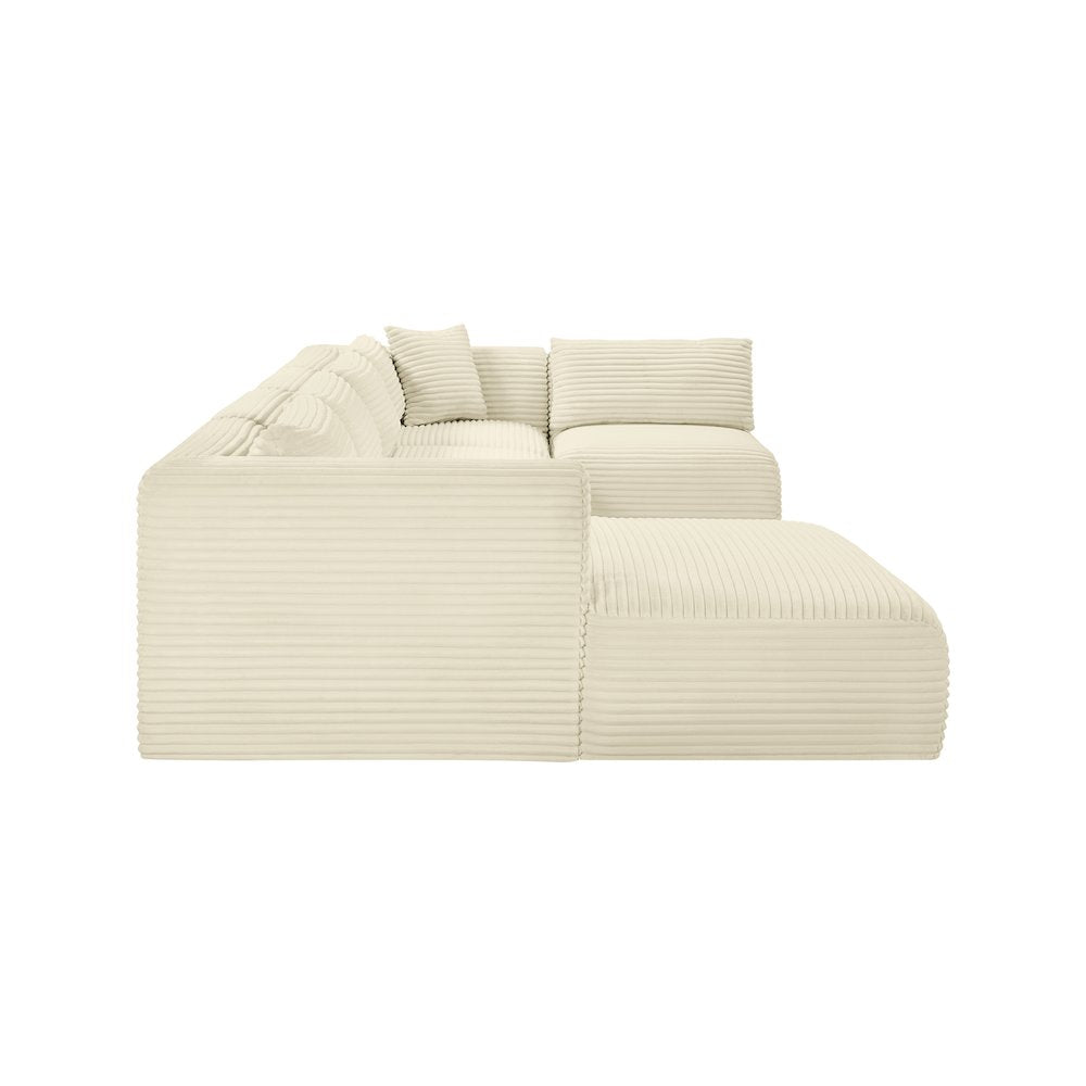 Shaggy Cream Corduroy Performance Fabric Modular Sectional