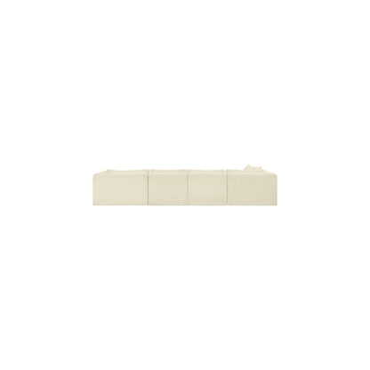 Shaggy Cream Corduroy Performance Fabric Modular Sectional