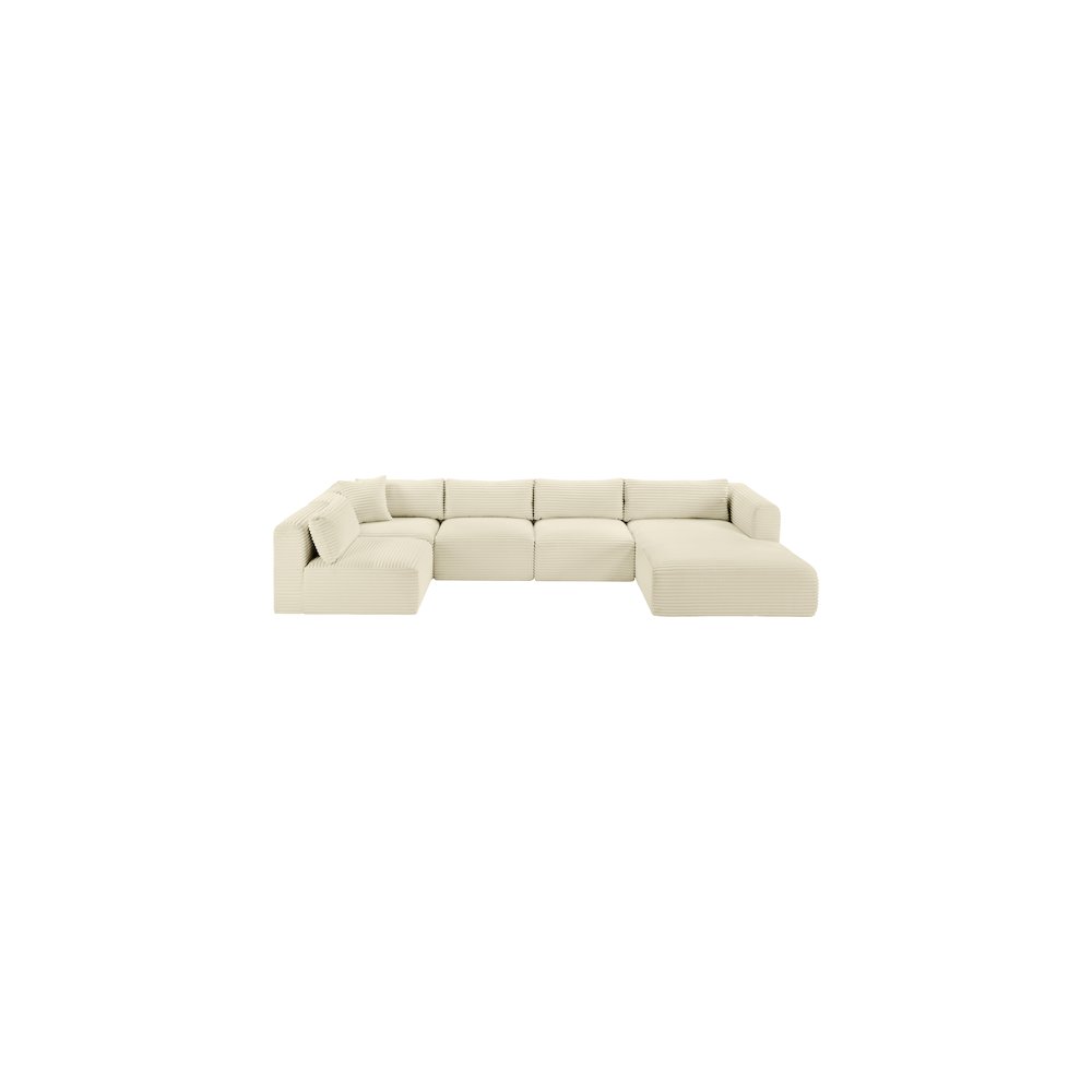 Shaggy Cream Corduroy Performance Fabric Modular Sectional