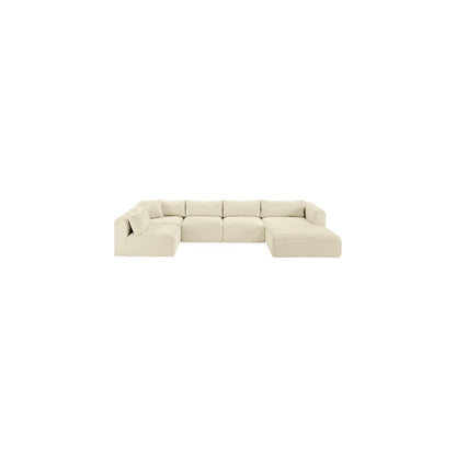 Shaggy Cream Corduroy Performance Fabric Modular Sectional