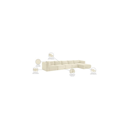 Shaggy Cream Corduroy Performance Fabric Modular Sectional