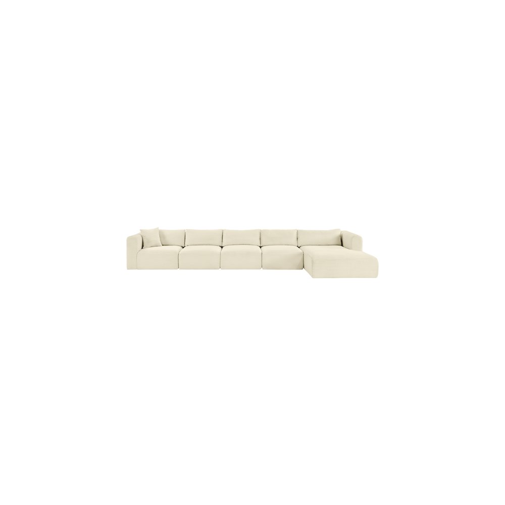 Shaggy Cream Corduroy Performance Fabric Modular Sectional