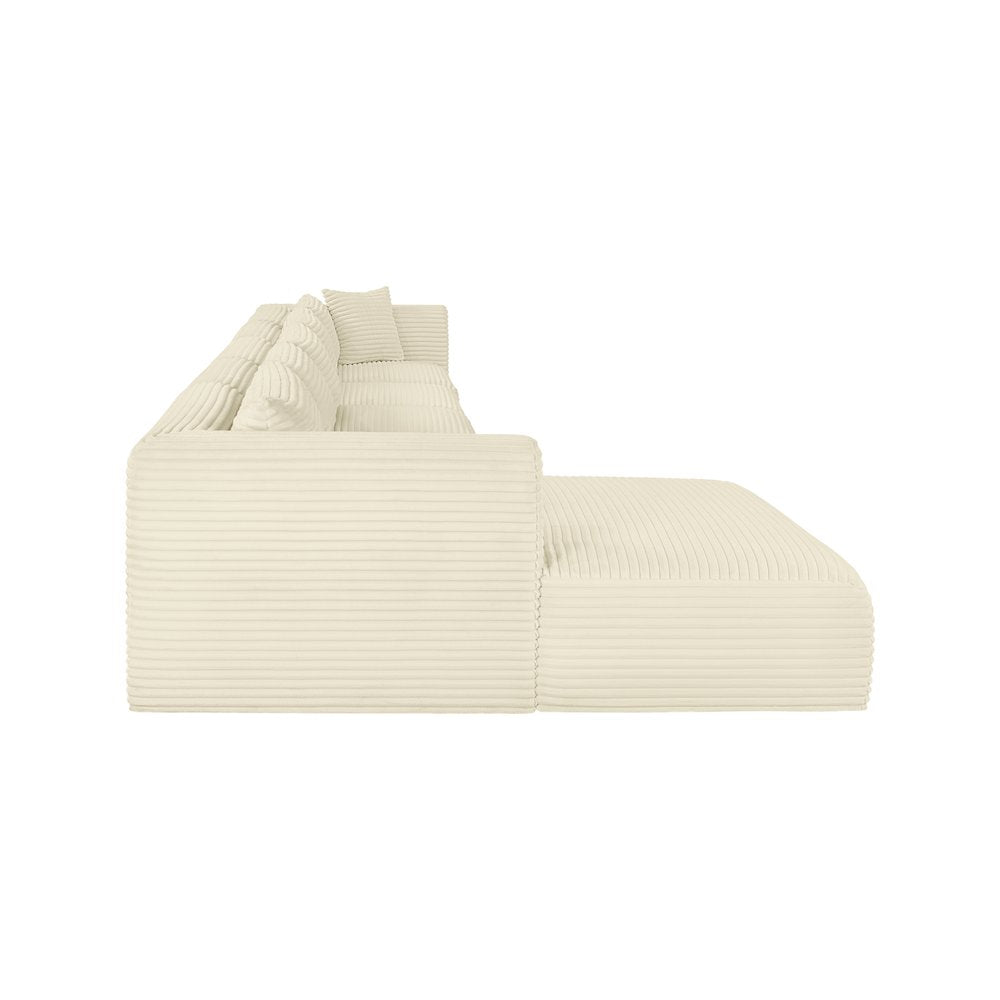 Shaggy Cream Corduroy Performance Fabric Modular Sectional