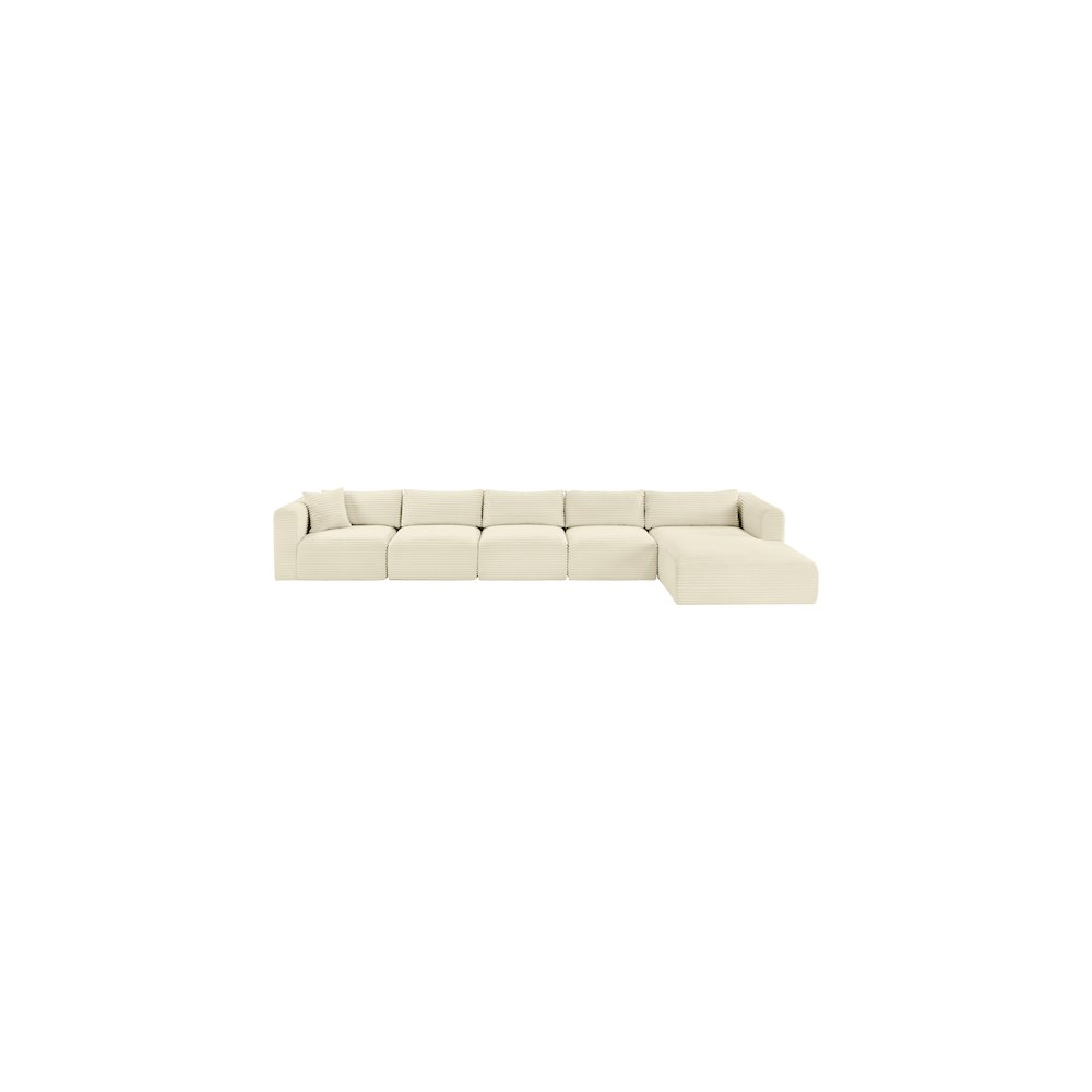 Shaggy Cream Corduroy Performance Fabric Modular Sectional